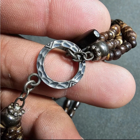 Silpada Retired Palm Wood & Sterling Silver Bead Multi Strand Statement Necklace - Picture 2 of 7